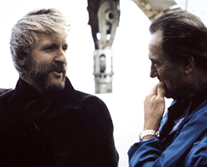 Cameron and Giddings, filiming Titanic, 1997